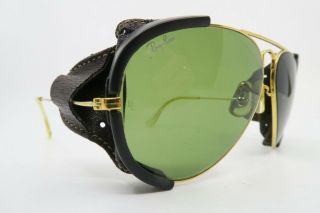 Vintage B&l Ray Ban Sunglasses Etched Bl W/side Visors Mod L9800 Wraw Usa