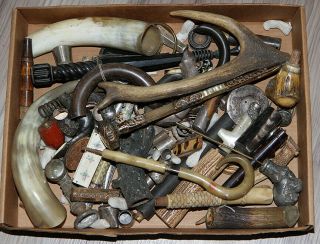Box Of Cane Parts,  Handles And Other Assorted Items Box 5 Cp
