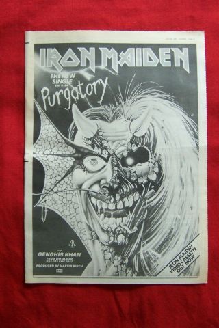 Iron Maiden 1981 Vintage Press Poster Advert Purgatory Single