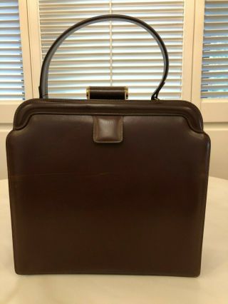 Evans Elegance Brown Leather Handbag/purse Art Deco Vintage With Accessories