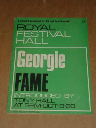Georgie Fame 1966 Royal Festival Hall Programme (harry South Big Band)
