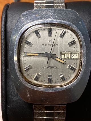 Vintage Rare 70s Hamilton Electronic Wrist Watch 702 7j Battery - Crown Broke