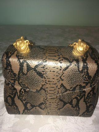 Rare Vintage Snake Skin Purse With Tiger Heads And Tigers Feet - Estate