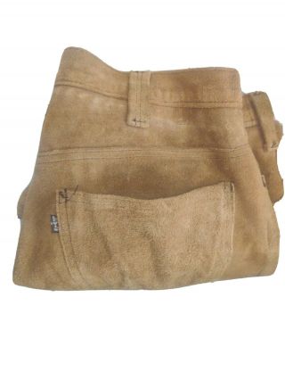 Vintage Levis Suede Leather Western Bootcut Pants Jeans Size 34 Brown Big E