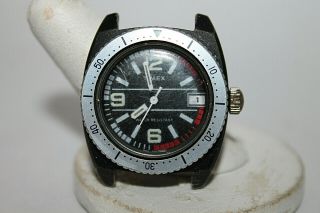Vintage Midsize 30mm Timex Diver Style Watch Mechanical Wind Running