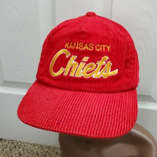 Vintage Kansas City Chiefs Corduroy Script Snapback Hat Cap Sports Specialties