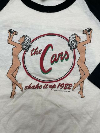 VTG CONCERT TEE 1982 THE CARS SHAKE IT UP ON THE ROAD RAGLAN THE KNITS XL SHIRT 3