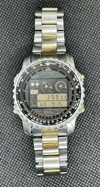Vintage Pulsar Digital Alarm Chrono Timer Mens Quartz Watch W358 - 5a08