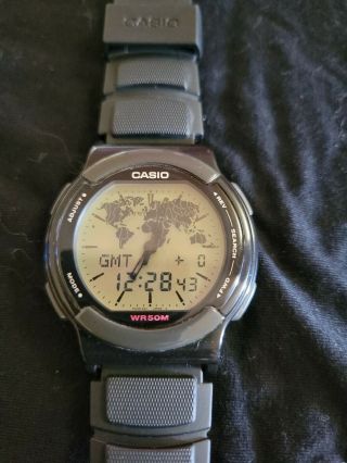 Vintage Casio Abx - 53 Twincept Databank Alarm World Time Watch 1326 Rare