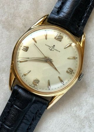 Vtg Ulysse Nardin Champagne Dial 18kts Gold Plated Case From 1945 Aprox