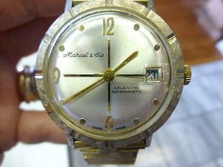Vintage Marcel & Cie Antimagnetic Calendar Swiss Modernist Watch Wristwatch Wind 2