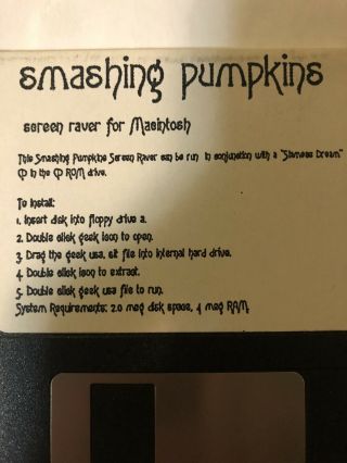 Smashing Pumpkins Promo Screen Raver Saver For Mac 3.  5 " Disc 1993,