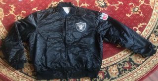 Vintage Pro Line Starter Nfl Oakland Raiders Satin Bomber Jacket Mens 2xl