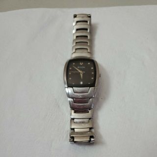 Bulova Silver Stainless Steel Wristwatch C876727 W/date Water Resistant