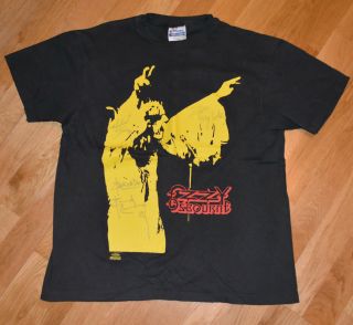 1991 Ozzy Osbourne Vtg Rock Concert Tour T - Shirt (l) Autographed Zakk Wylde