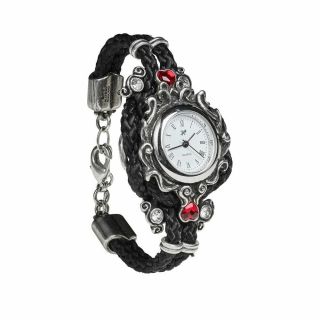 Alchemy Gothic Affiance Swarovski Crystal Heart Pewter Bracelet Watch