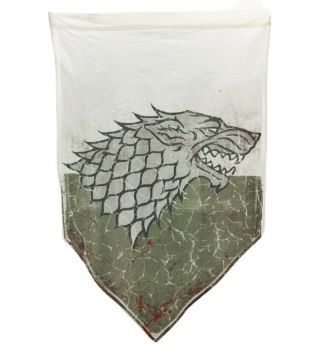 Game Of Thrones - Stark Banner - Battle Worn Fabric Poster 27” X 45”