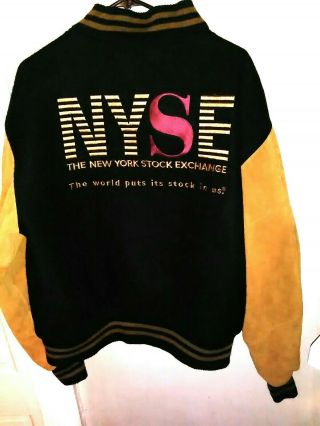Nyse York Stock Exchange Excelled Fleece & Suede Lettermans Jacket Usa Sz L