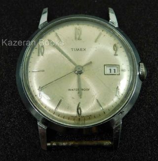 Vintage Mans Timex Date Mechanical Hand Wind Wristwatch Needs Service
