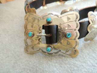 coin silver southwestern concho belt 371/2 to 42 inch belt with turquoise 3