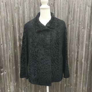 Vintage L.  Steinbach Furs York Black Persian Lamb Coat Jacket Bolero Size L