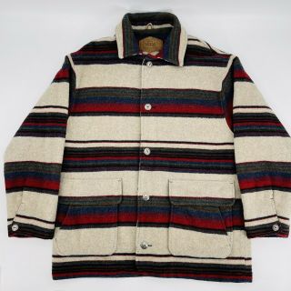 Vintage Woolrich Southwest Wool Blanket Jacket Coat Indian Navajo Usa Sz Large