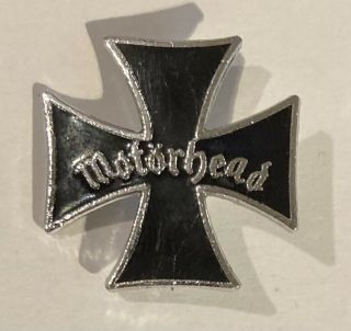 Vintage Motorhead Iron Cross Metal Pin Badge 1980s Rare