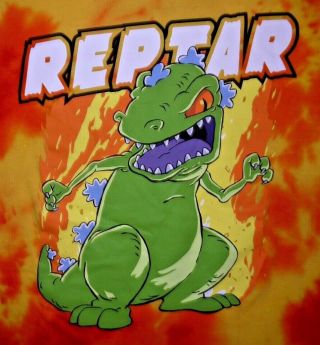 Mens Bnwot Tie Dye Nickelodeon Rugrats Reptar L/s Graphic T Shirt Size L