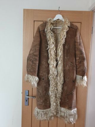 Vtg Pennylane 70s 60s Afghan Coat Ethnic Embroidered Afghani Jacket S Hippy Boho