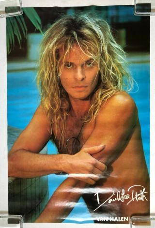 David Lee Roth In Pool 1983 Van Halen Productions Poster Band Merchandise Eddie