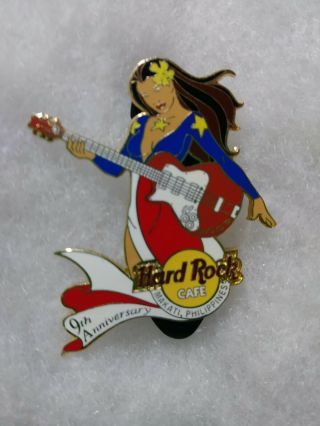 Hard Rock Cafe Pin Makati Philippines 9th Anniversary Girl With Guitar 2004