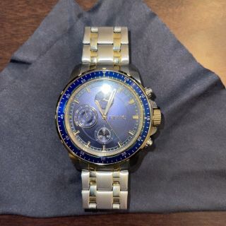 Mens Relic Watch; Two - Tone Gold & Stainless Steel With Royal Blue Face.
