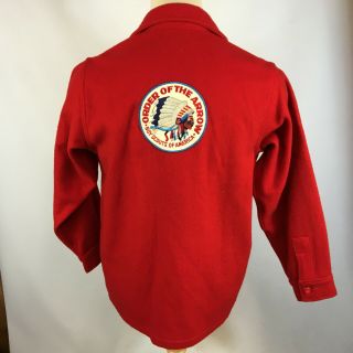 Minty Vintage Boy Scouts Bsa Red Wool Cpo Shirt Jacket Flannel Order Of Arrow