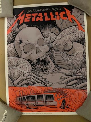 Metallica 2018 Salt Lake City,  Ut Gig Poster By Robert Wilson - In - Hand