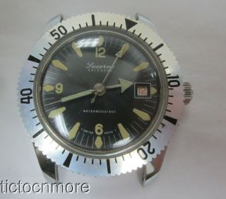 Vintage Swiss Lucerne Calendar Divers Date Watch 5atm 12623 Mens Luminous Hands