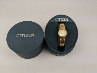 Citizen Quartz Gold - Tone Date Watch 1012 S029279,  W/ Box Needs Battery