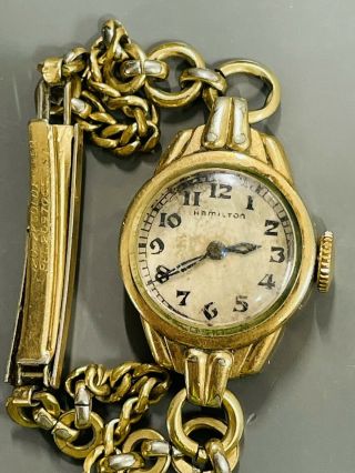 Vintage Hamilton Women’s Wristwatch 10 K Gold Filled 1930s Or 1940s.