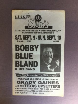 Bobby Blue Bland Concert Flyer/slims Night Club/sanfrancisco