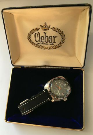 Vintage Clebar Divers Watch 20 Atmos Automatic World Time Incabloc Swiss