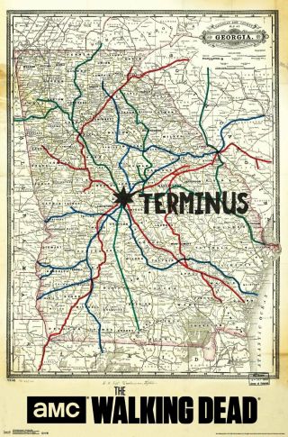 Amc Films The Walking Dead Terminus Map Poster Print 22x34