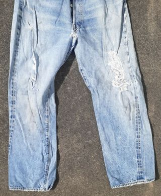 Vintage LEVI ' S 501 Redline 32 x 29 Made in USA well worn denim jeans 3