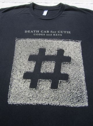 Death Cab For Cutie 2011 Tour Large Concert T - Shirt Codes And Keys