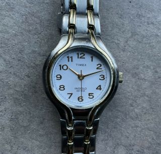 Timex Womens Watch Two Tone Gold/silver Case And Band With Indiglo B - S