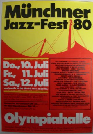 Munich Jazz Fest Concert Tour Poster 1980 Miles Davis B B King John Maclaughlin
