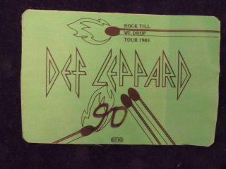 Vintage Def Leppard Rock Til We Drop Tour 1983 Backstage Pass