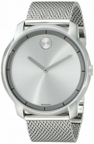 Movado Swiss Bold 3600260 Stainless Steel Silver Mesh Bracelet Slim Watch