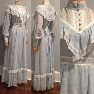 Vintage Gunne Sax Prairie Maxi Boho By Jessica San Francisco Cotton Dress Sz L