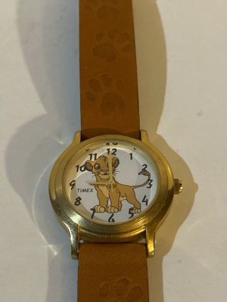 1995 Disney Lion King Simba Watch Wristwatch Timex Paw Print Leather Band