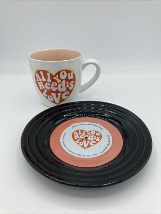 Vtg 1995 Beatles All You Need Is Love Mug & Record Saucer Set Lennon Mccartney