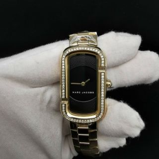Old Stock Marc Jacobs Mj3532 Black Dial Gold Plated Quartz Women Watch